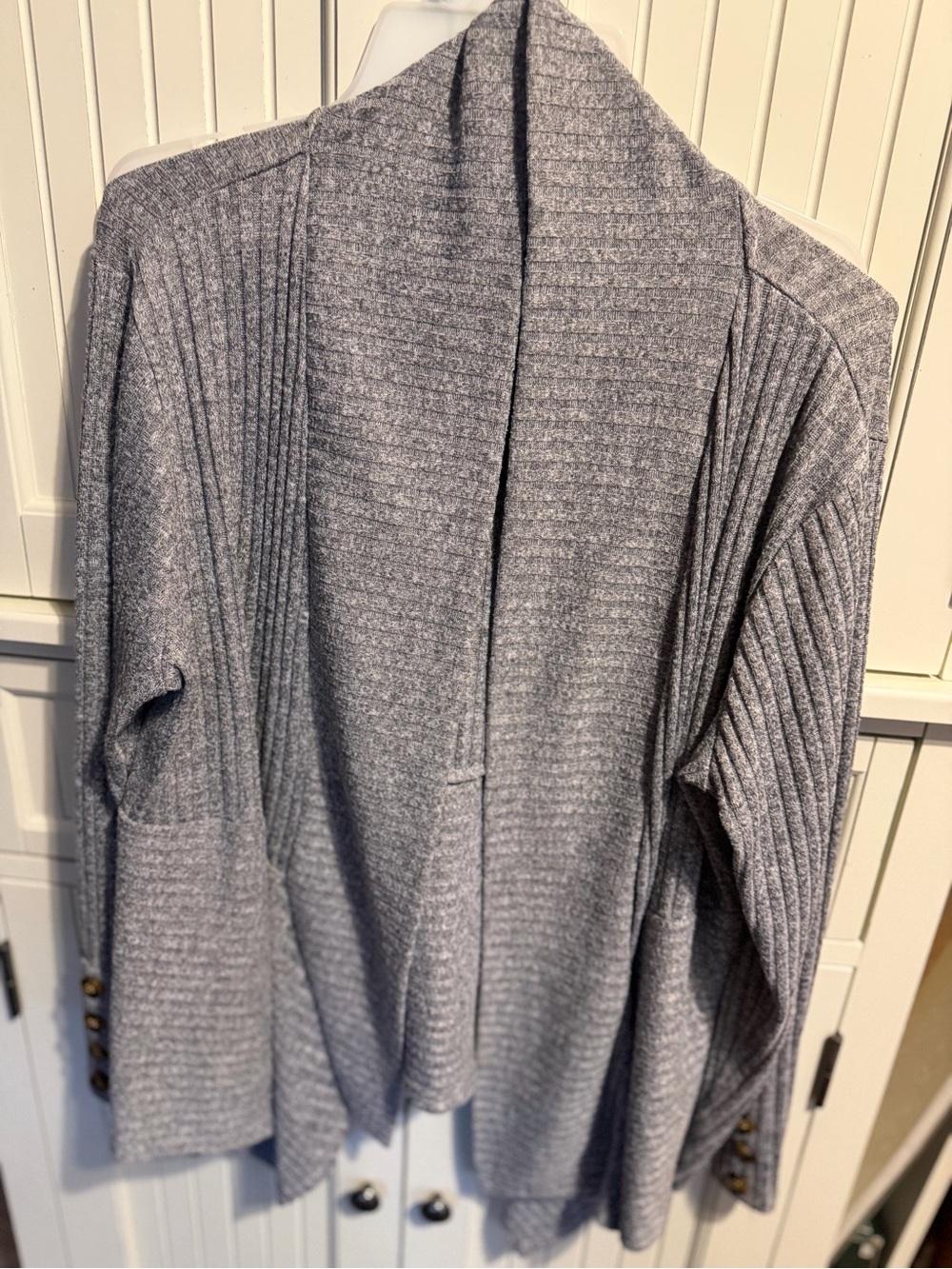 Women’s Gray Ribbed Open Front Sweater Cardigan